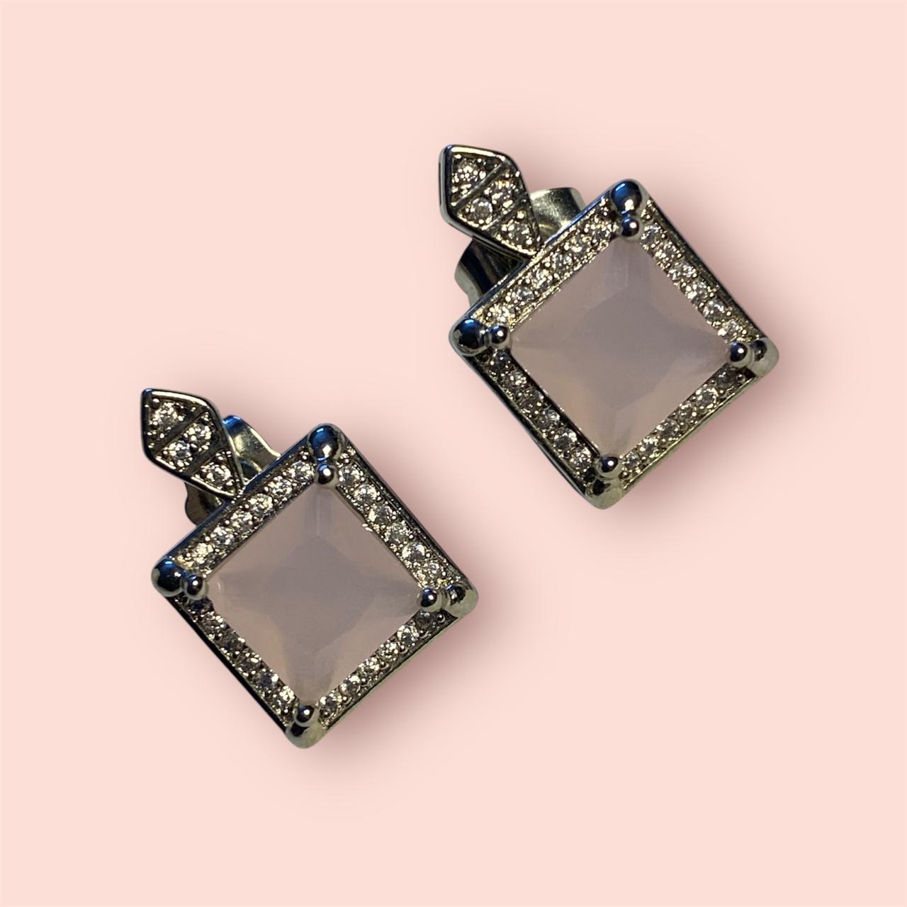 Light Pink & Silver Stones Studs